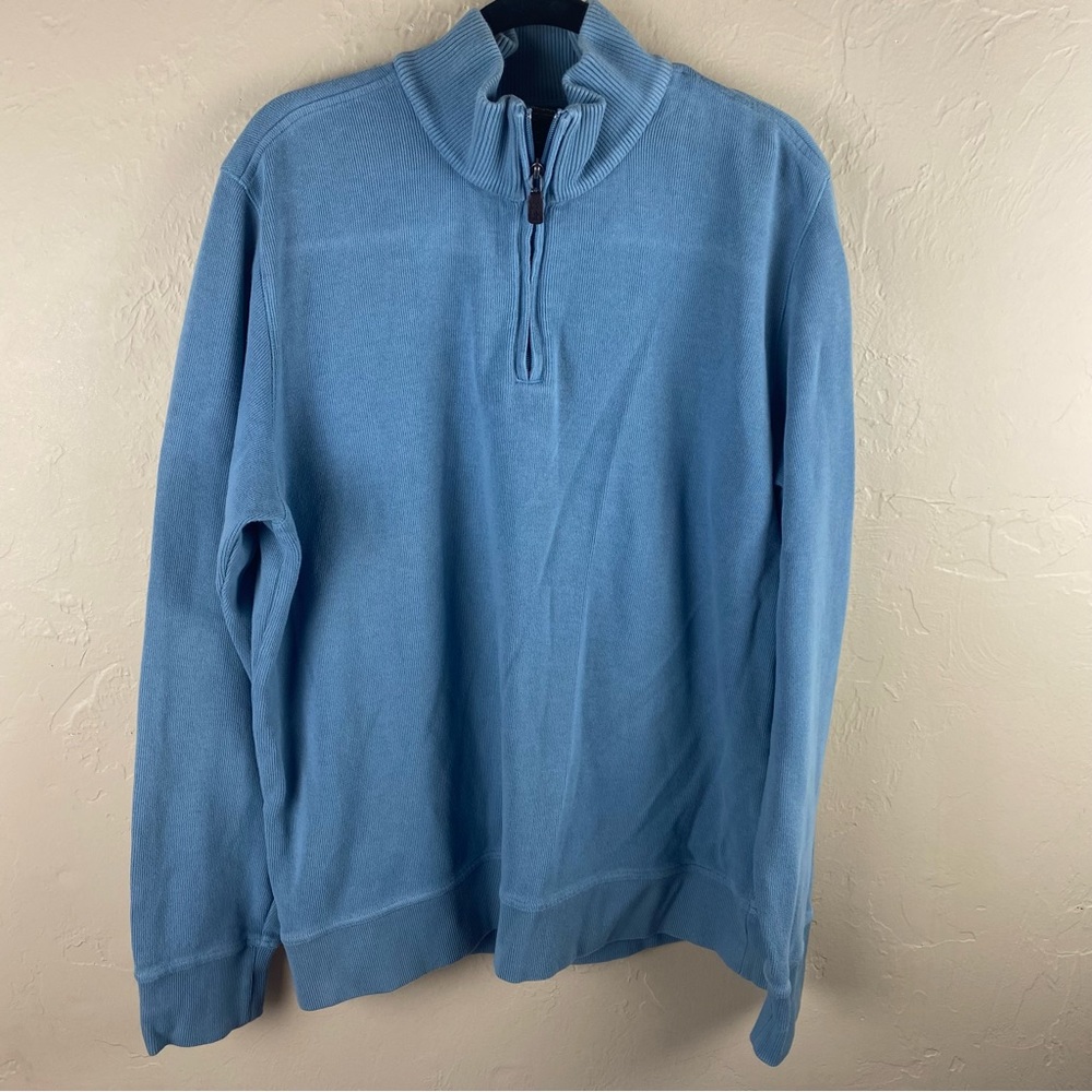 Eddie Bauer Blue Quarter Zip Pullover Men’s Sweater Size Large Cotton